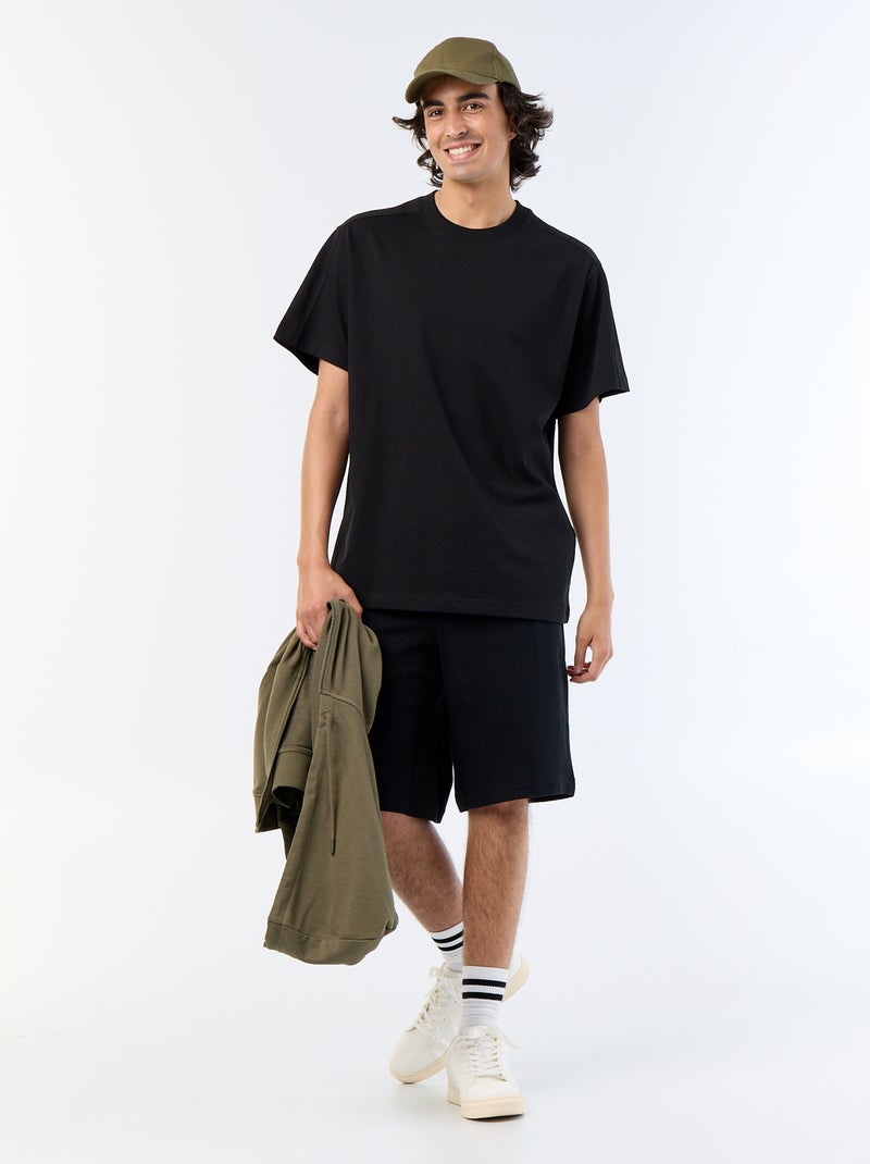 T-shirt a maniche corte tinta unita, comfort fit / oversize Nero - Kiabi