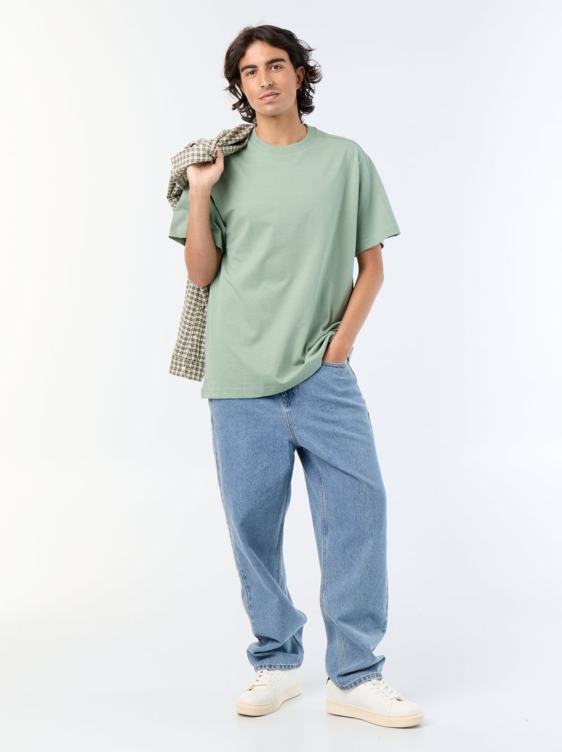 T-shirt a maniche corte tinta unita, comfort fit / oversize Verde - Kiabi