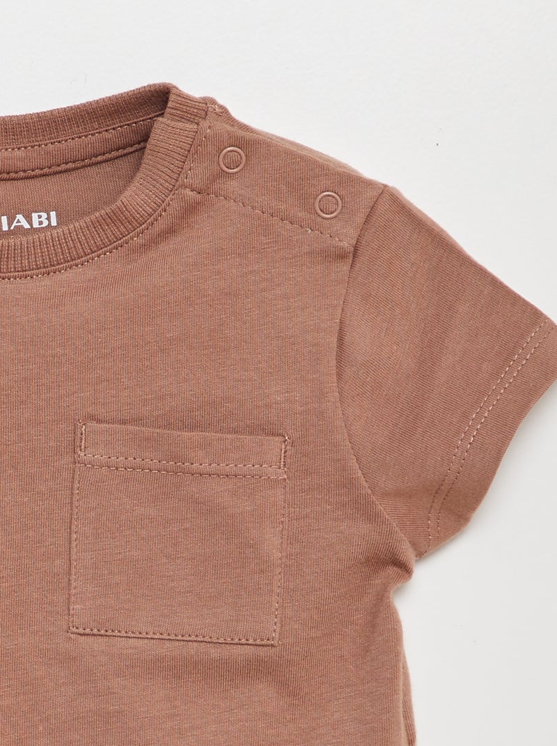 T-shirt a maniche corte tinta unita MARRONE - Kiabi