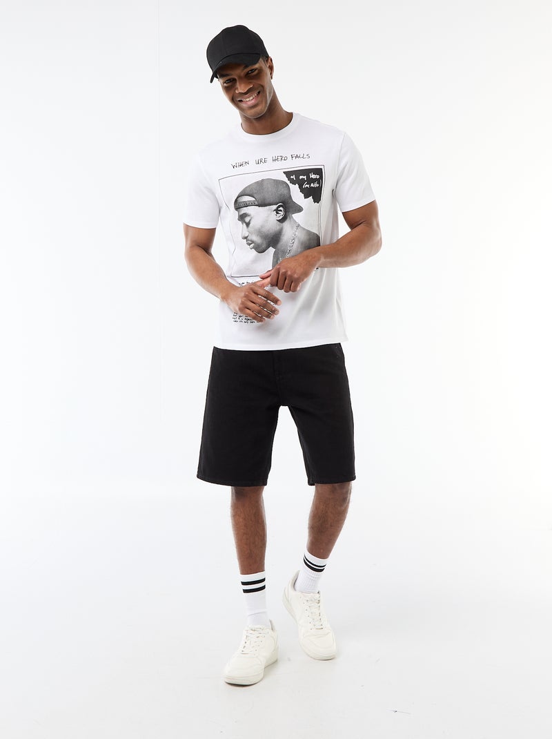 T-shirt a maniche corte 'Tupac' Bianco - Kiabi