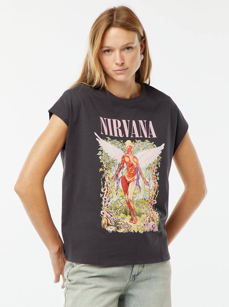 T-shirt a maniche extra corte 'Nirvana' NERO - Kiabi