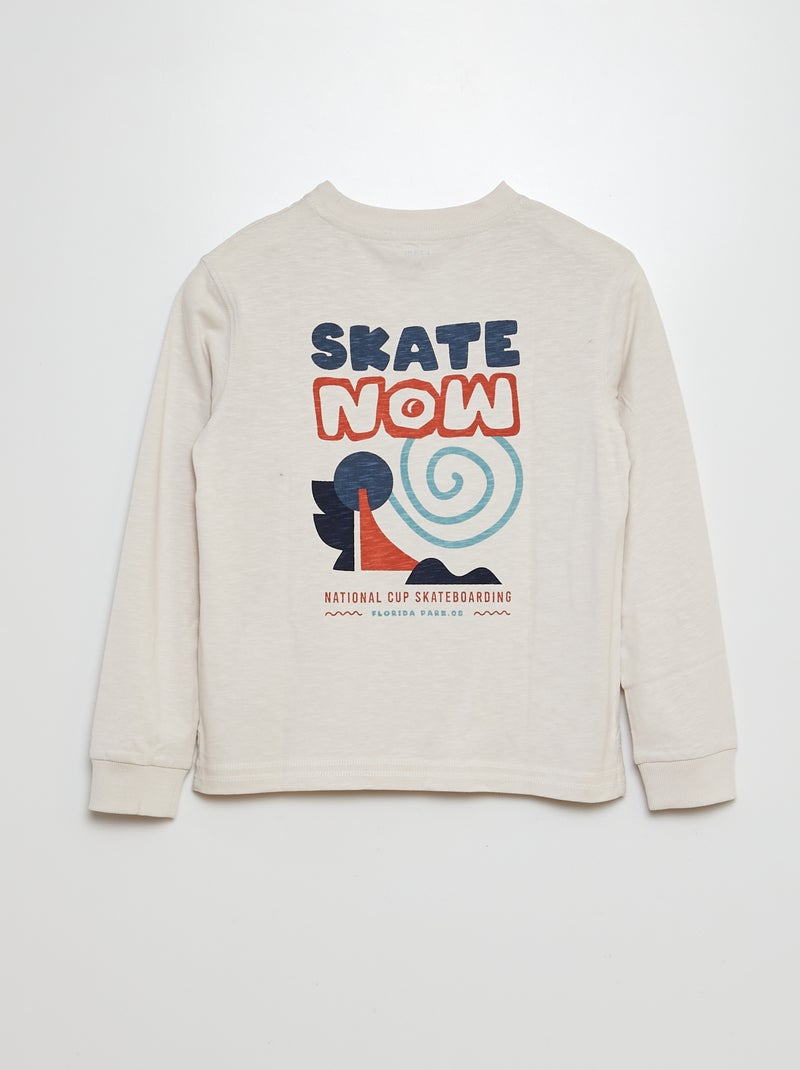 T-shirt a maniche longue con stampa fronte/retro BIANCO - Kiabi