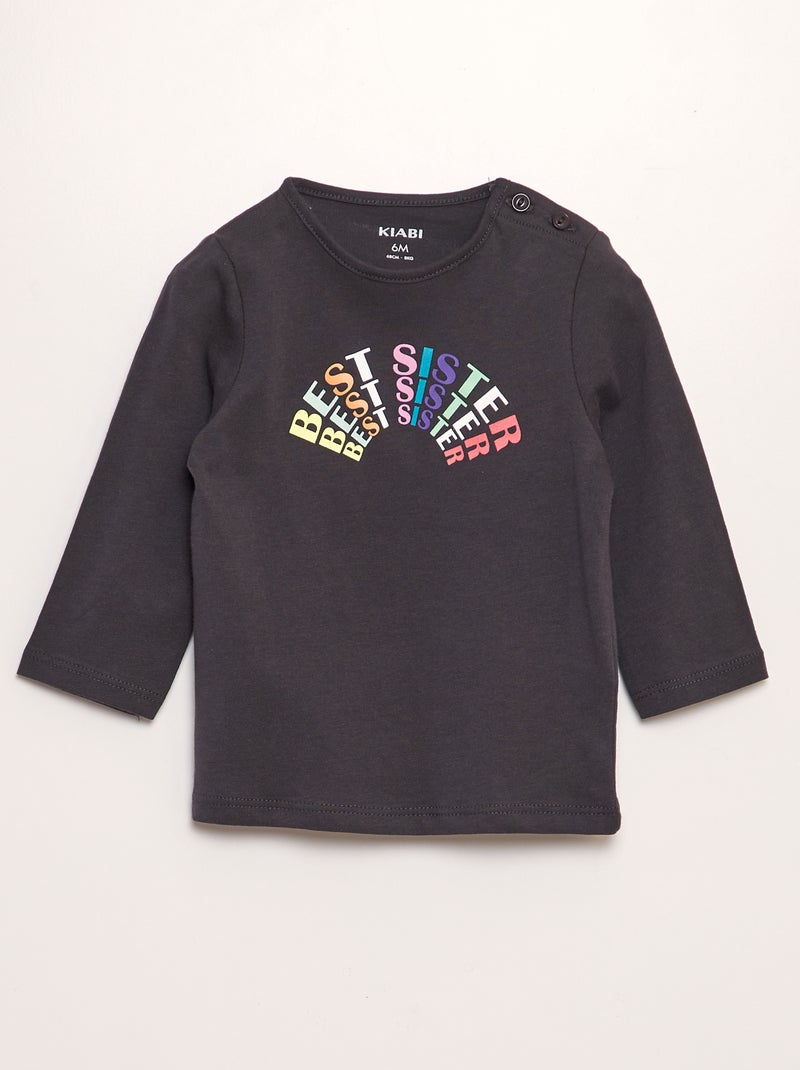T-shirt a maniche lunghe - Fratello e sorella NERO - Kiabi