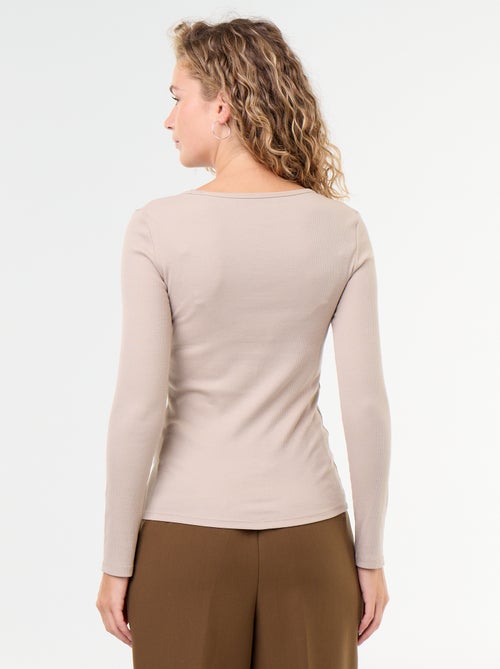 T-shirt a maniche lunghe a costine - Kiabi T-shirt a maniche lunghe a costine - Kiabi