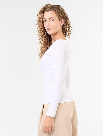 T-shirt a maniche lunghe a costine