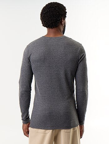T-shirt a maniche lunghe a costine, caldo al tatto