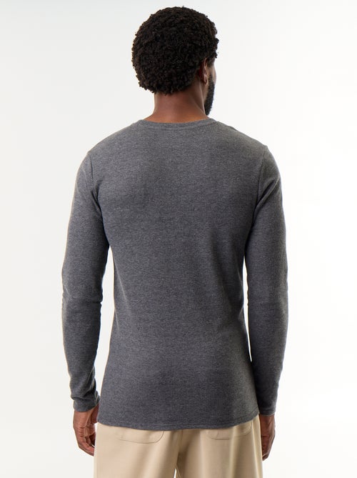 T-shirt a maniche lunghe a costine, caldo al tatto - Kiabi