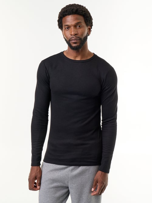 T-shirt a maniche lunghe a costine, caldo al tatto - Kiabi