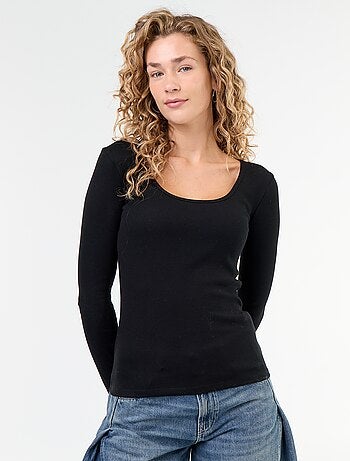 T-shirt a maniche lunghe a costine