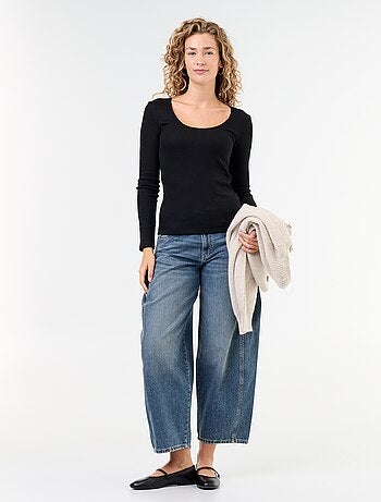 T-shirt a maniche lunghe a costine