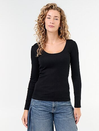 T-shirt a maniche lunghe a costine