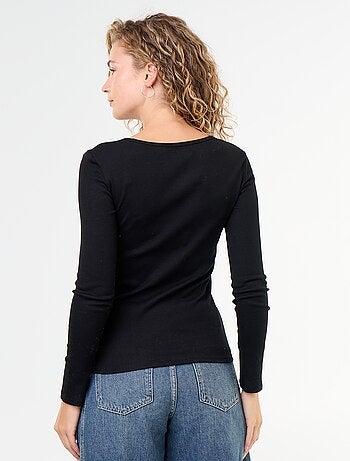 T-shirt a maniche lunghe a costine