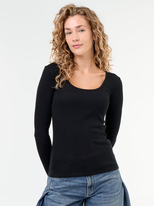 T-shirt a maniche lunghe a costine - Kiabi T-shirt a maniche lunghe a costine - Kiabi