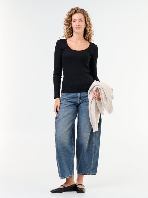 T-shirt a maniche lunghe a costine - Kiabi T-shirt a maniche lunghe a costine - Kiabi
