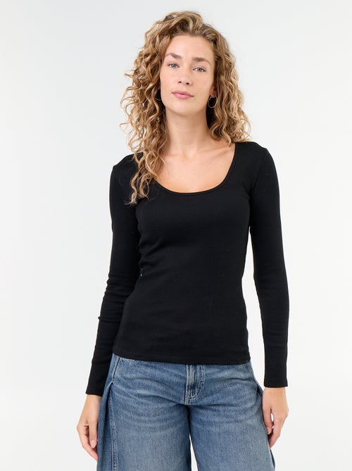 T-shirt a maniche lunghe a costine - Kiabi T-shirt a maniche lunghe a costine - Kiabi