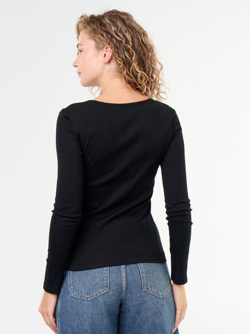 T-shirt a maniche lunghe a costine - Kiabi T-shirt a maniche lunghe a costine - Kiabi