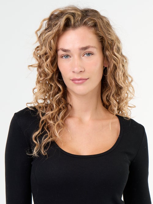 T-shirt a maniche lunghe a costine - Kiabi T-shirt a maniche lunghe a costine - Kiabi