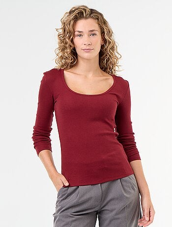 T-shirt a maniche lunghe a costine