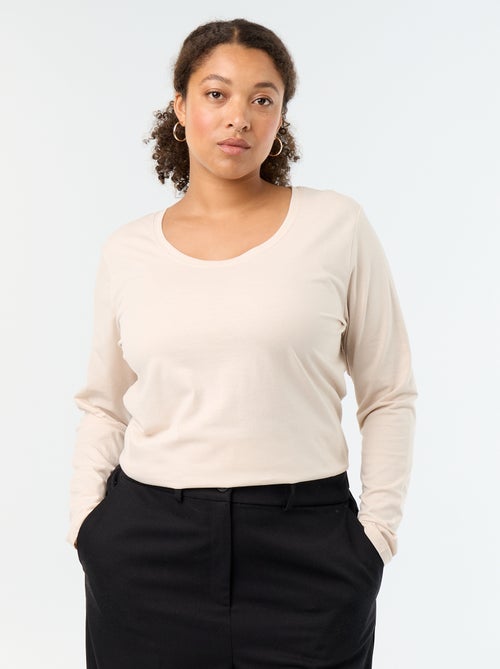 T-shirt a maniche lunghe a girocollo - Kiabi T-shirt a maniche lunghe a girocollo - Kiabi