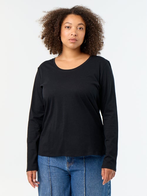 T-shirt a maniche lunghe a girocollo - Kiabi