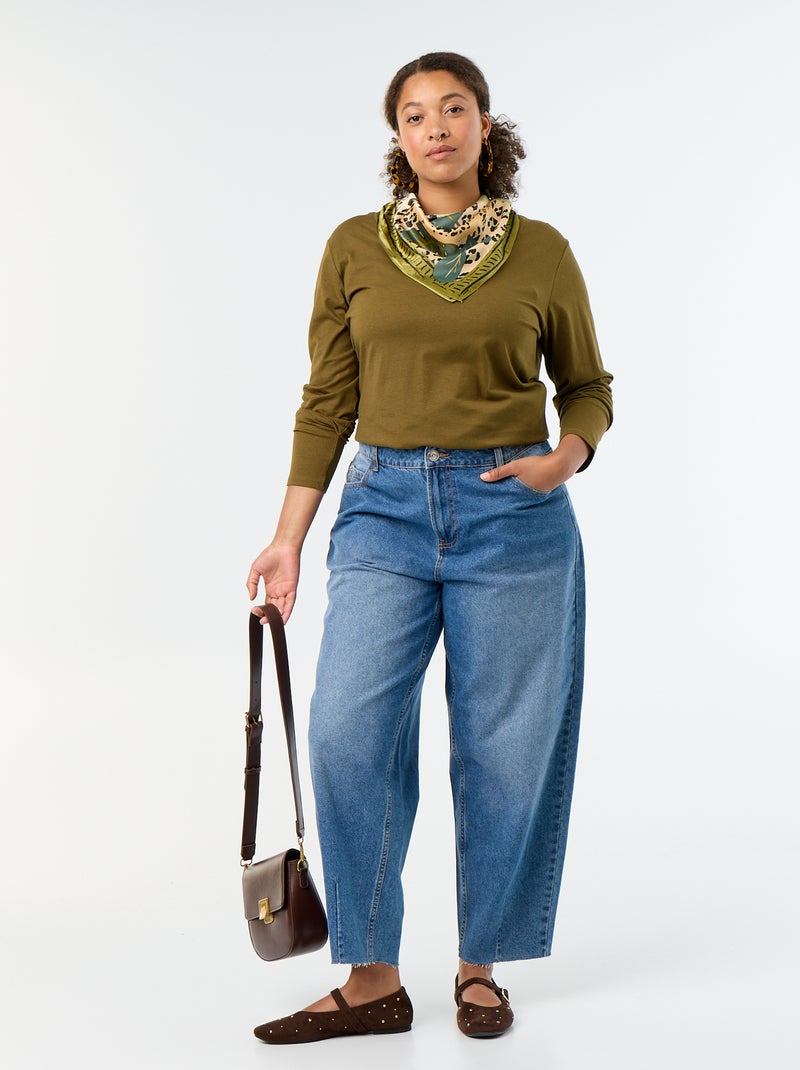 T-shirt a maniche lunghe a girocollo Verde - Kiabi