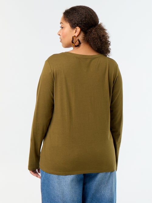 T-shirt a maniche lunghe a girocollo - Kiabi