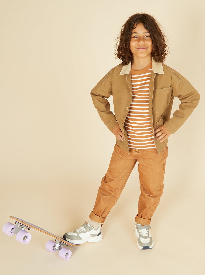 T-shirt a maniche lunghe a righe Beige - Kiabi