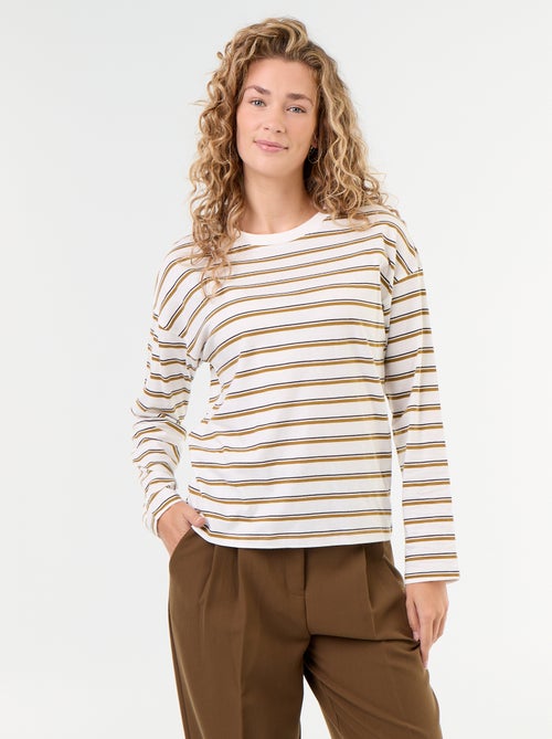 T-shirt a maniche lunghe a righe - Kiabi T-shirt a maniche lunghe a righe - Kiabi
