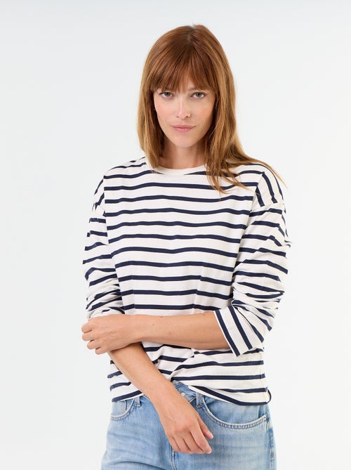 T-shirt a maniche lunghe a righe - Kiabi T-shirt a maniche lunghe a righe - Kiabi