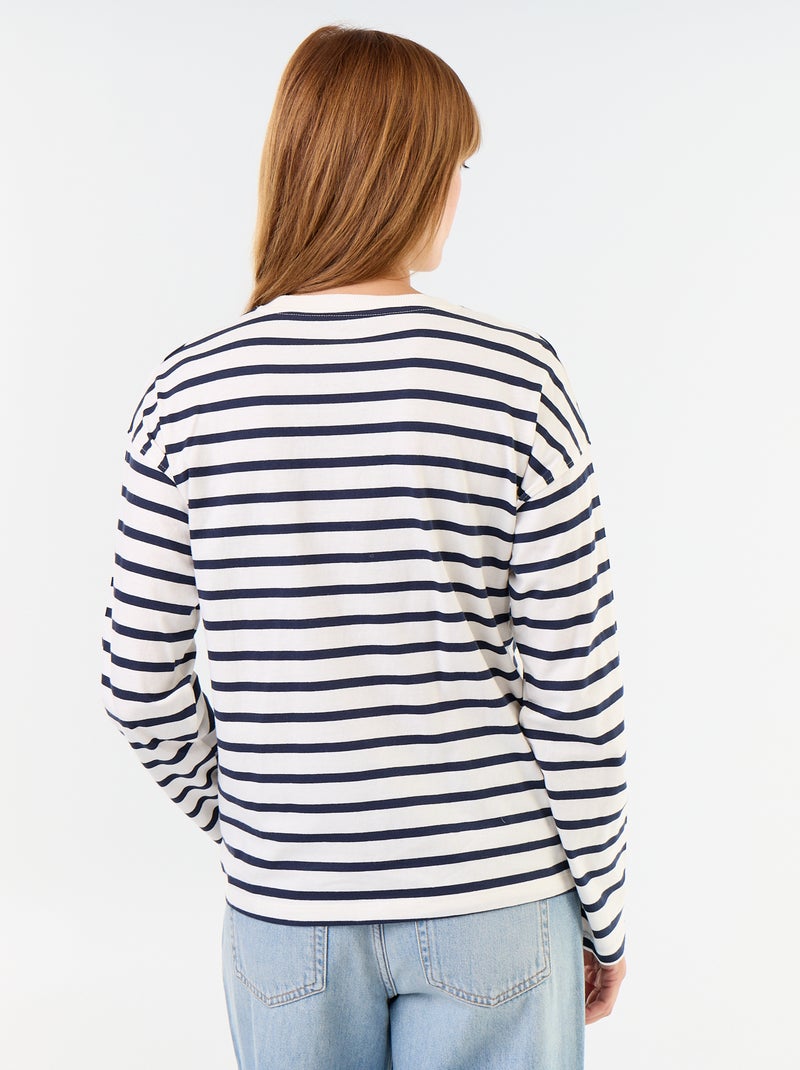 T-shirt a maniche lunghe a righe Bianco - Kiabi