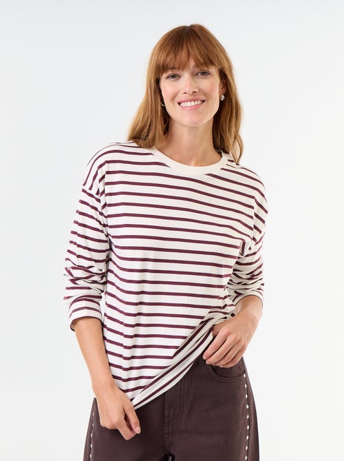 T-shirt a maniche lunghe a righe - Kiabi T-shirt a maniche lunghe a righe - Kiabi