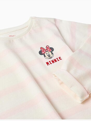 T-shirt a maniche lunghe a righe con stampa di minnie