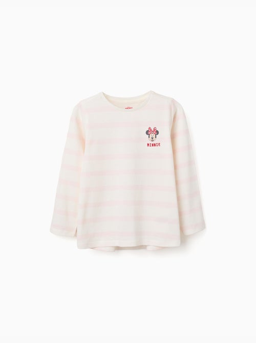 T-shirt a maniche lunghe a righe con stampa di minnie - Kiabi