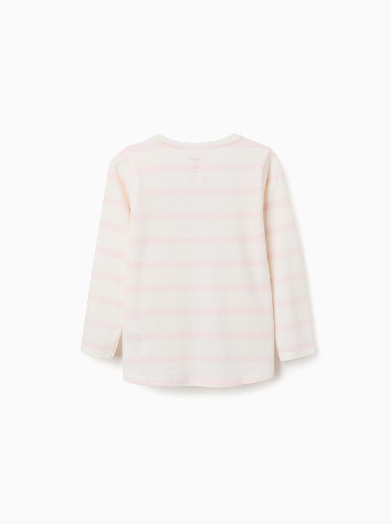 T-shirt a maniche lunghe a righe con stampa di minnie Rosa chiaro - Kiabi