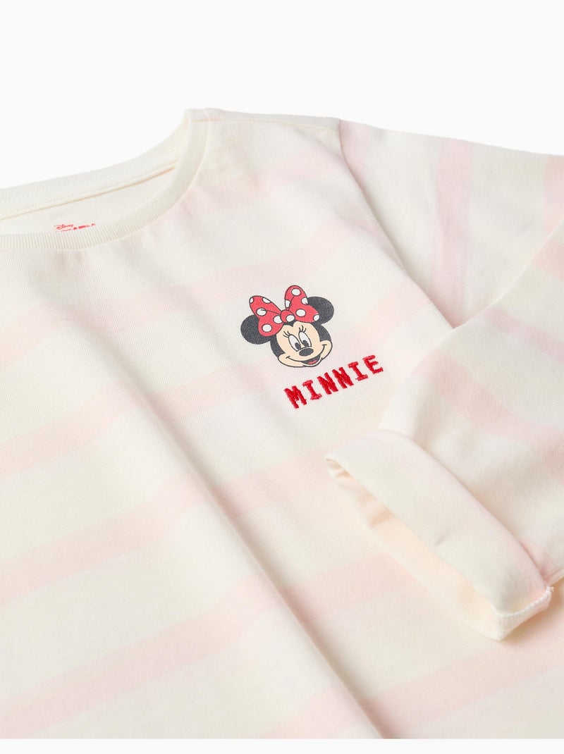 T-shirt a maniche lunghe a righe con stampa di minnie Rosa chiaro - Kiabi