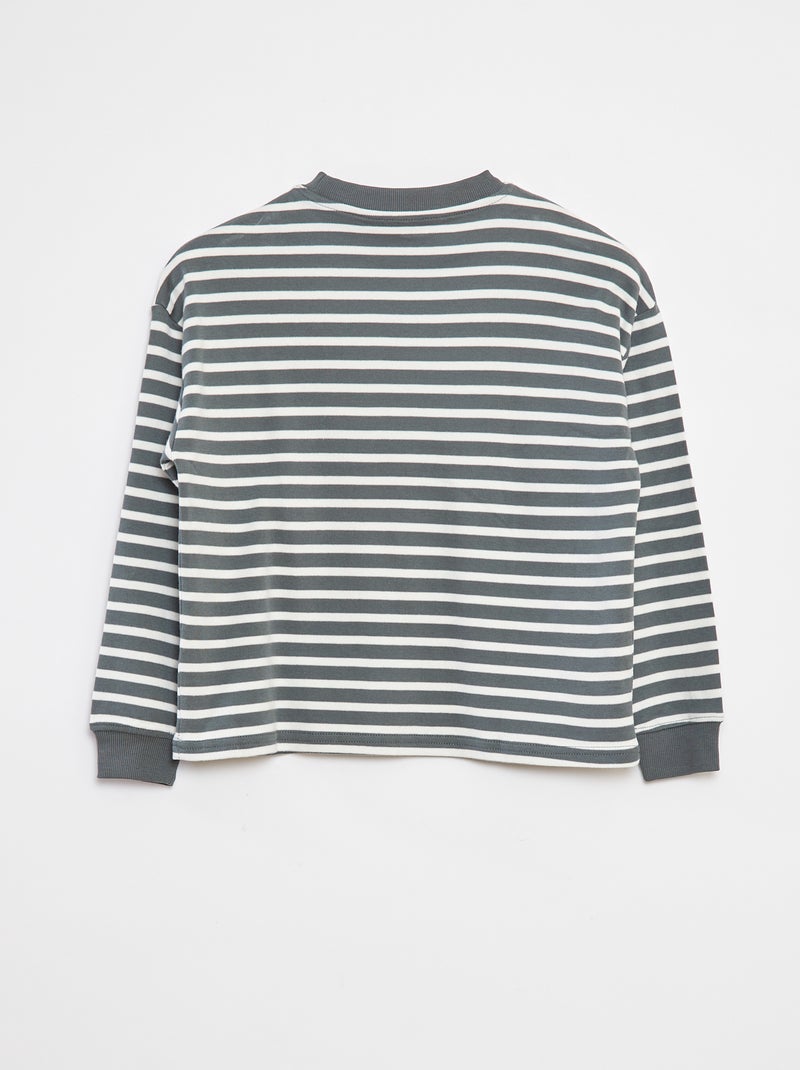 T-shirt a maniche lunghe a righe Kaki - Kiabi