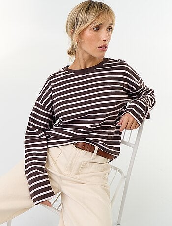 T-shirt a maniche lunghe a righe