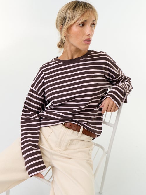 T-shirt a maniche lunghe a righe - Kiabi T-shirt a maniche lunghe a righe - Kiabi
