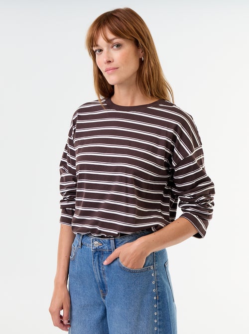 T-shirt a maniche lunghe a righe - Kiabi T-shirt a maniche lunghe a righe - Kiabi