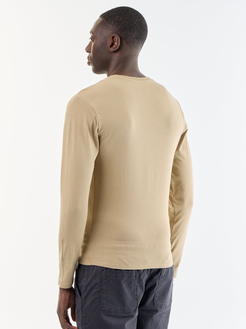 T-shirt a maniche lunghe a tinta unita Beige - Kiabi
