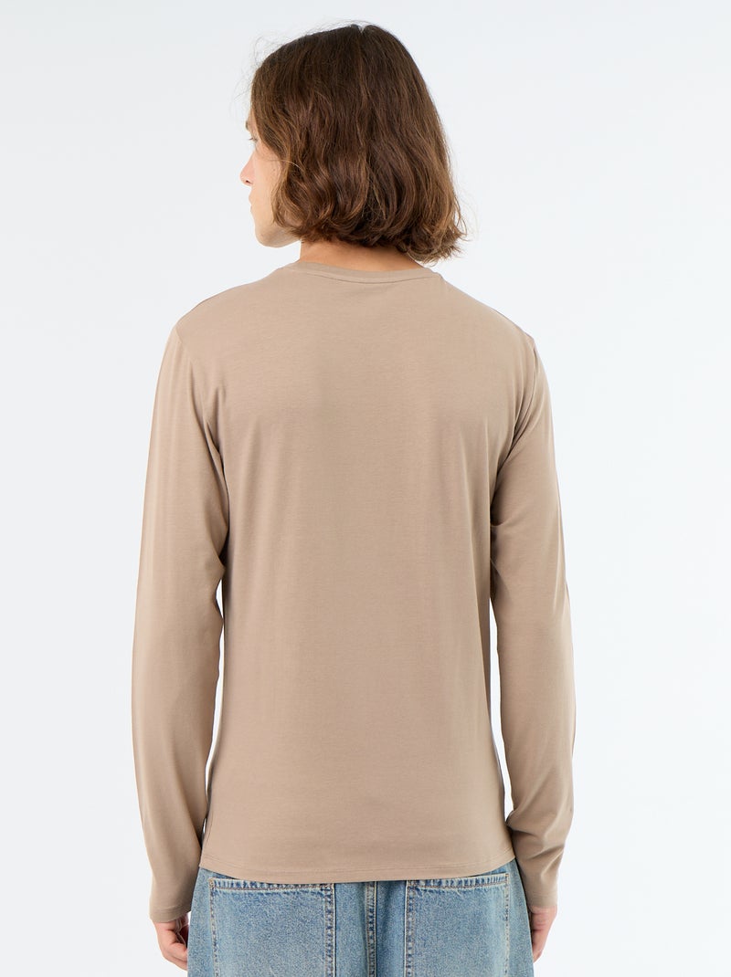 T-shirt a maniche lunghe a tinta unita Beige - Kiabi