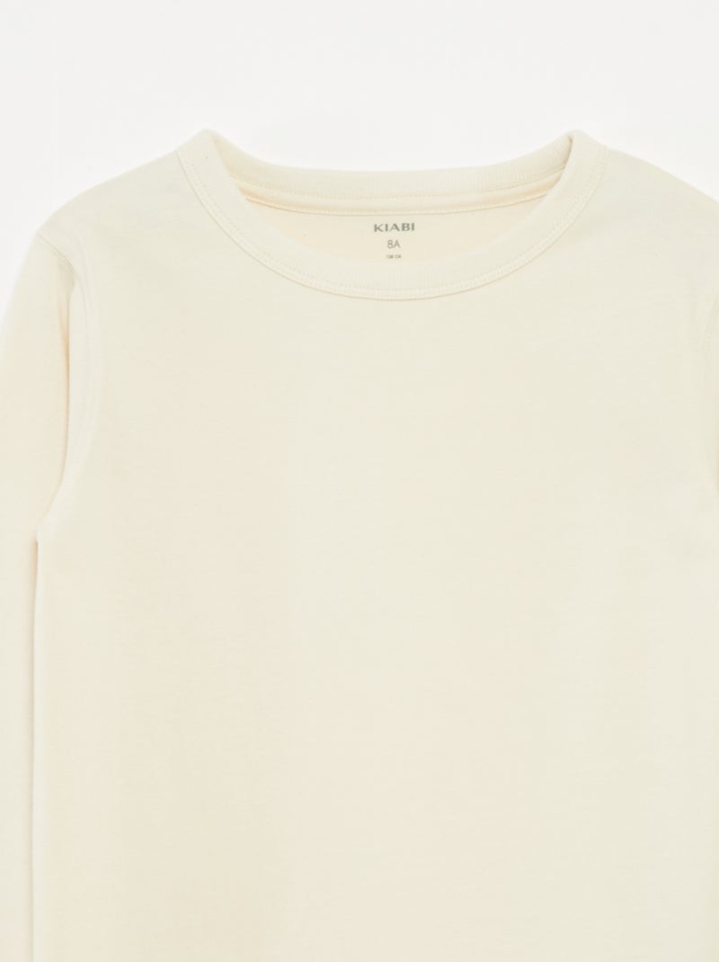 T-shirt a maniche lunghe a tinta unita Bianco - Kiabi