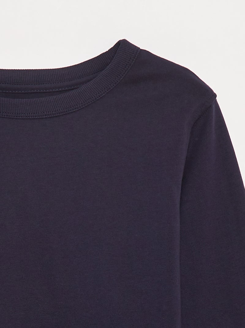 T-shirt a maniche lunghe a tinta unita blu - Kiabi
