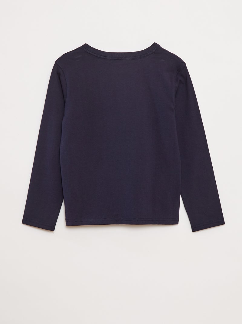 T-shirt a maniche lunghe a tinta unita blu - Kiabi