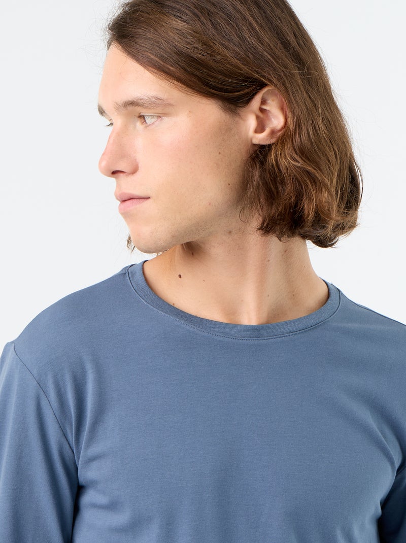T-shirt a maniche lunghe a tinta unita Blu - Kiabi