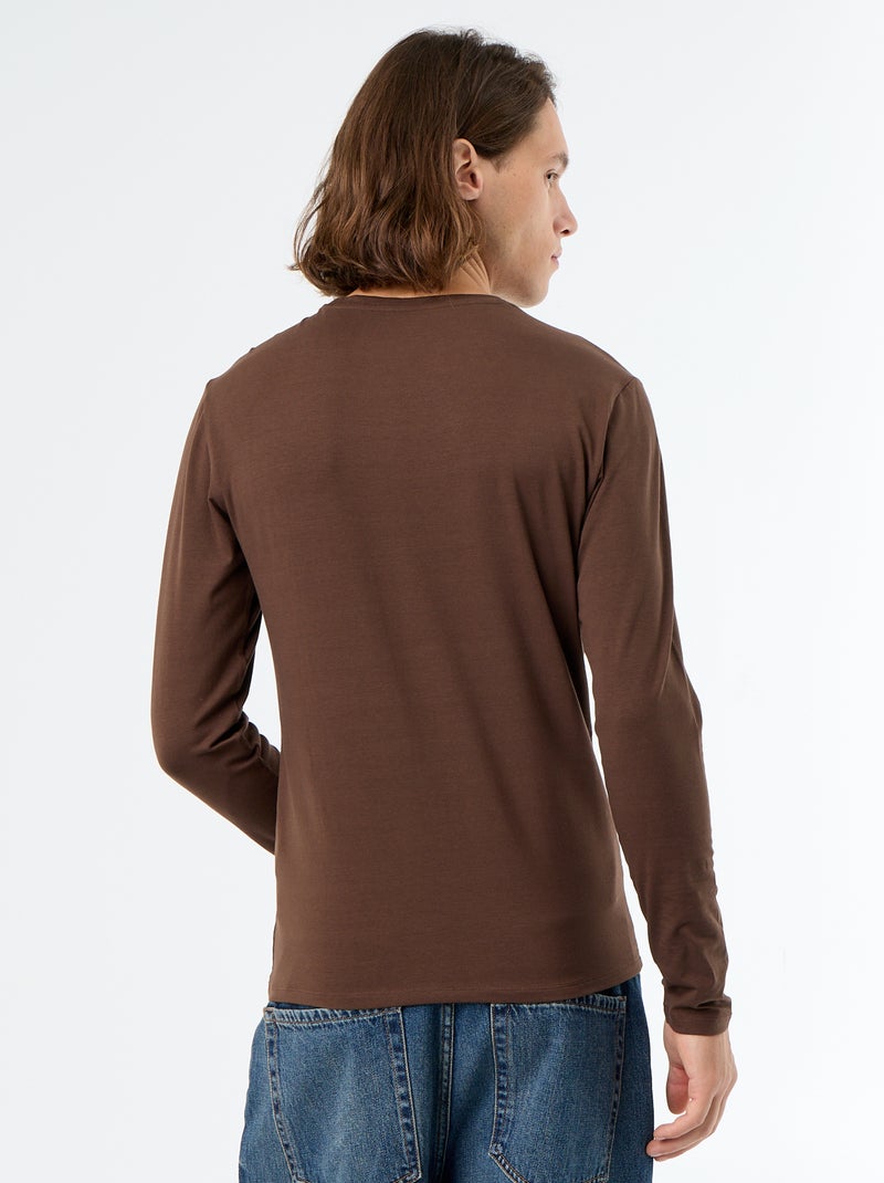 T-shirt a maniche lunghe a tinta unita Marrone - Kiabi