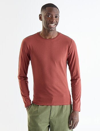 T-shirt a maniche lunghe a tinta unita