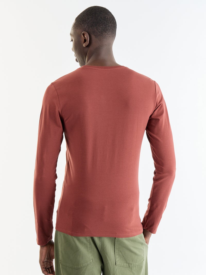 T-shirt a maniche lunghe a tinta unita Marrone - Kiabi