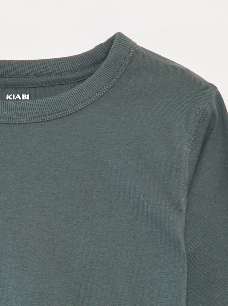 T-shirt a maniche lunghe a tinta unita Verde - Kiabi