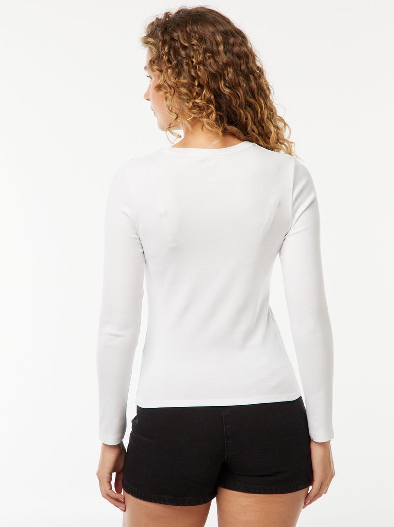 T-shirt a maniche lunghe bianco - Kiabi